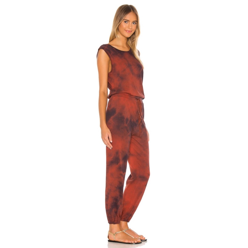 Raquel Allegra Revolve Rust Red Tie Dye Cotton Jogger Jumpsuit 1 Small